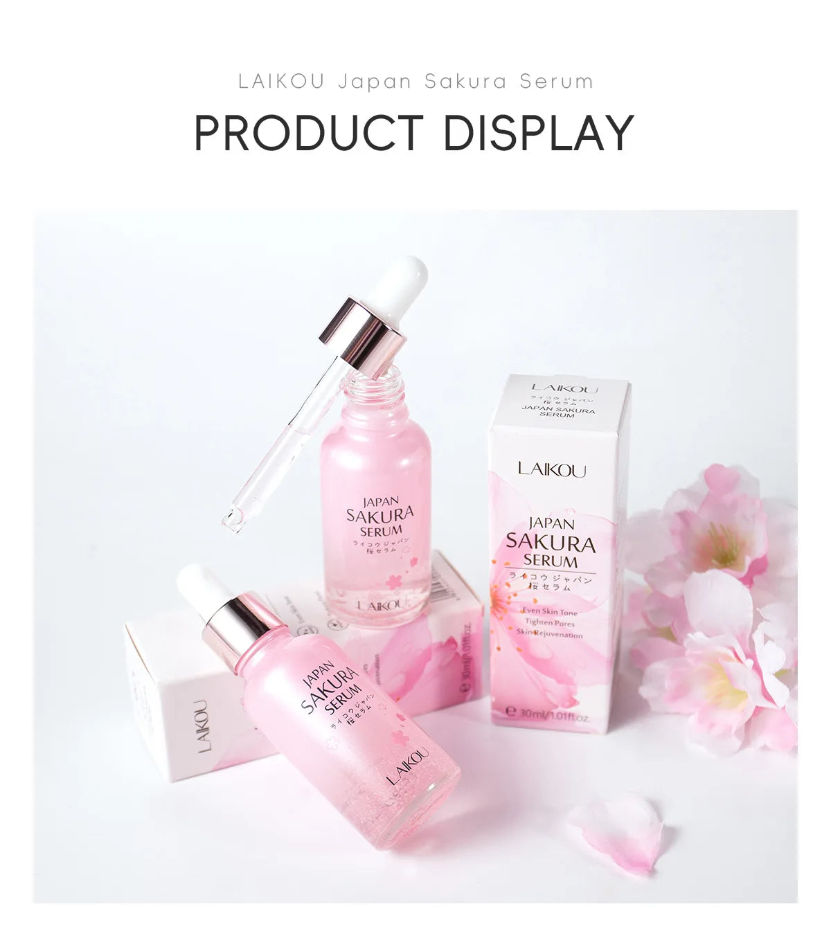 LAIKOU Moisturizing and Hydrating Cherry Blossom Essence Skincare Brightening and Improving Skin Essence
