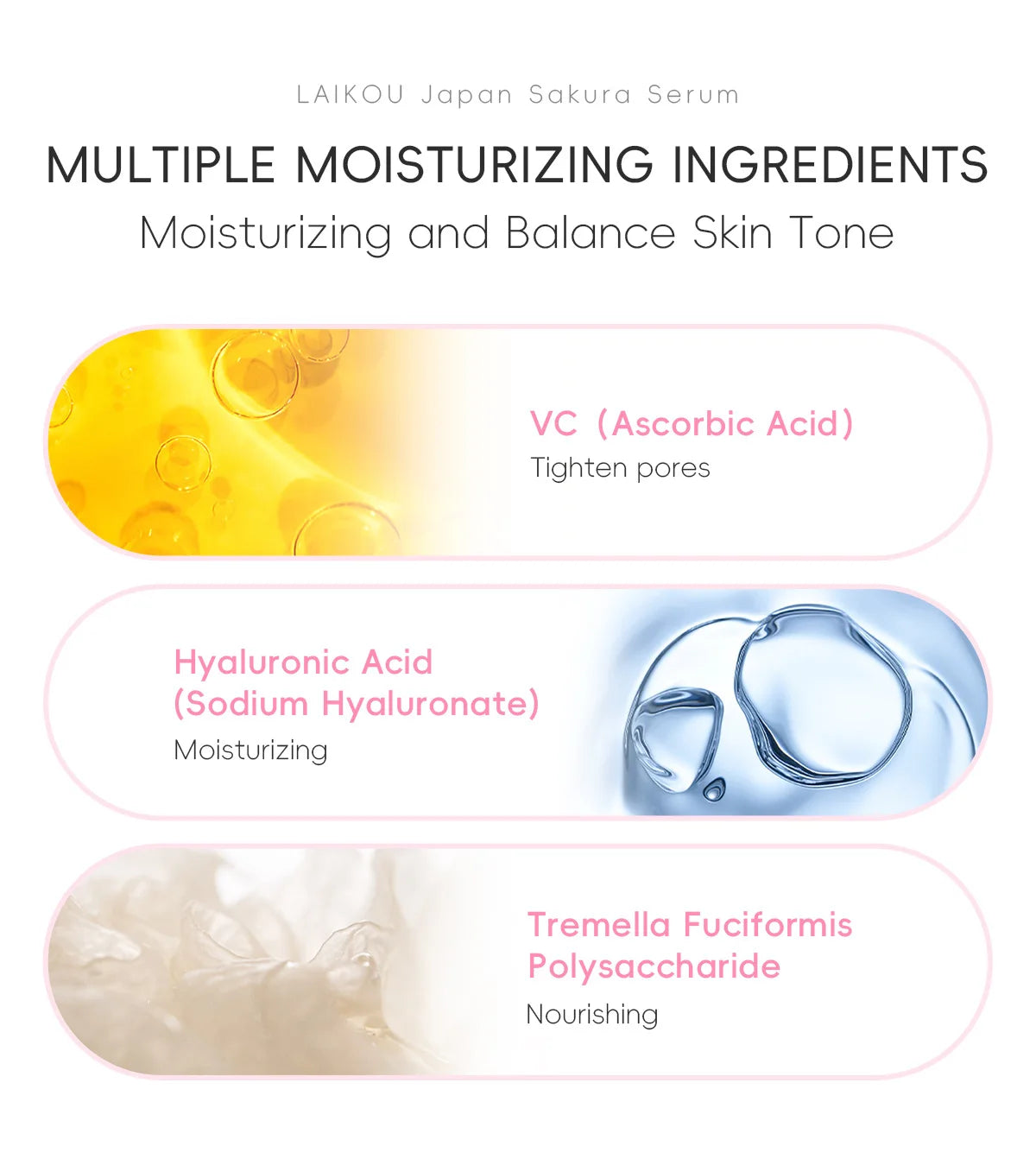 LAIKOU Moisturizing and Hydrating Cherry Blossom Essence Skincare Brightening and Improving Skin Essence