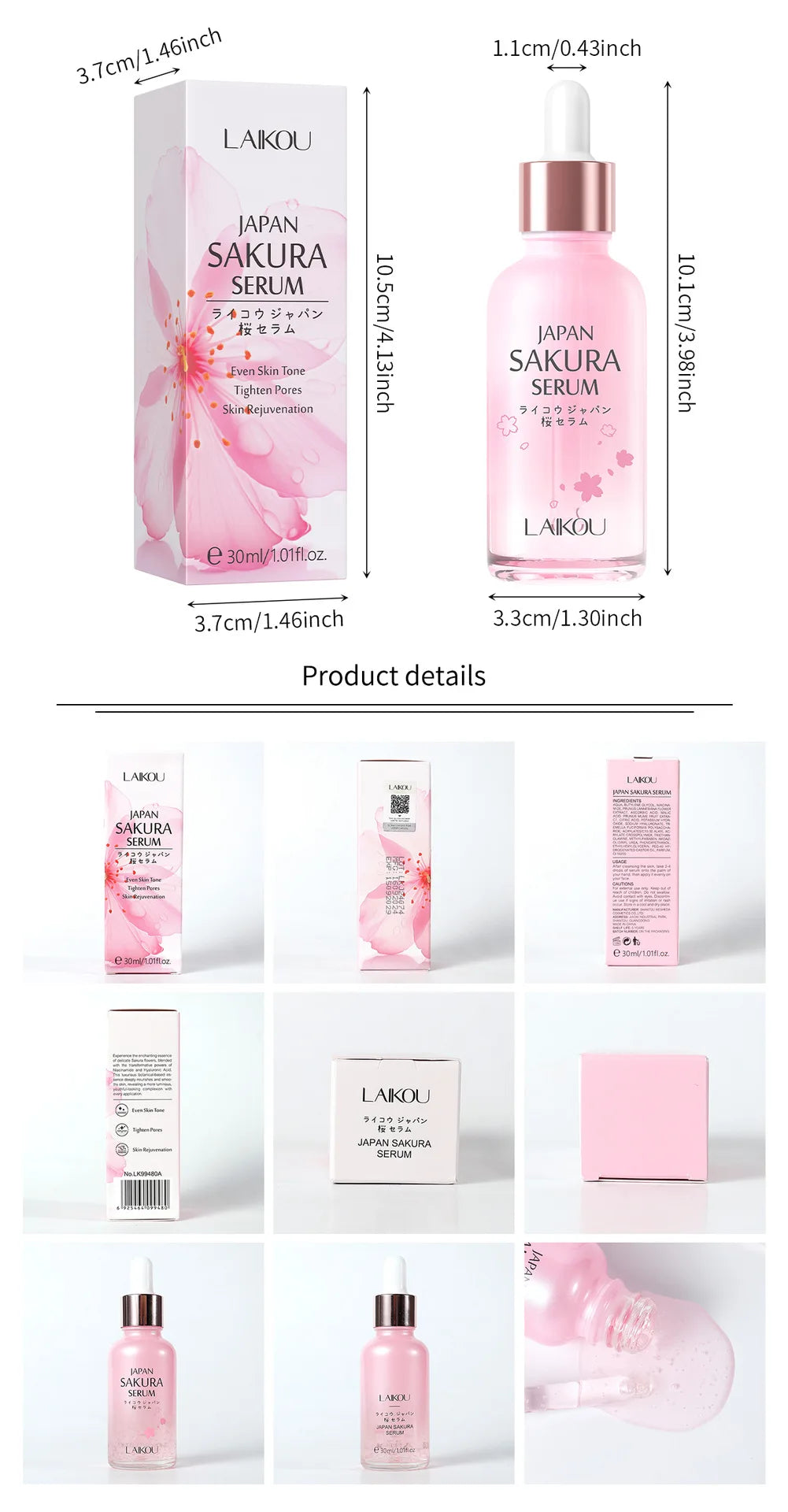 LAIKOU Moisturizing and Hydrating Cherry Blossom Essence Skincare Brightening and Improving Skin Essence